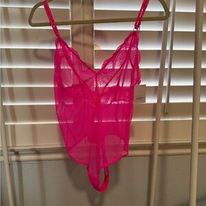 Auden Women's Pink Lace Bodysuit NWT